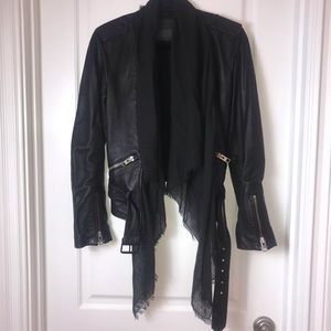All Saints-leather jacket with built in scarf.